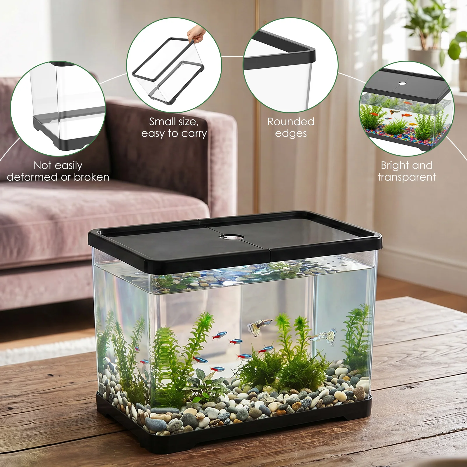 Acuario transparente con tapa, - Planted Aquarium Bowl reseña y precio